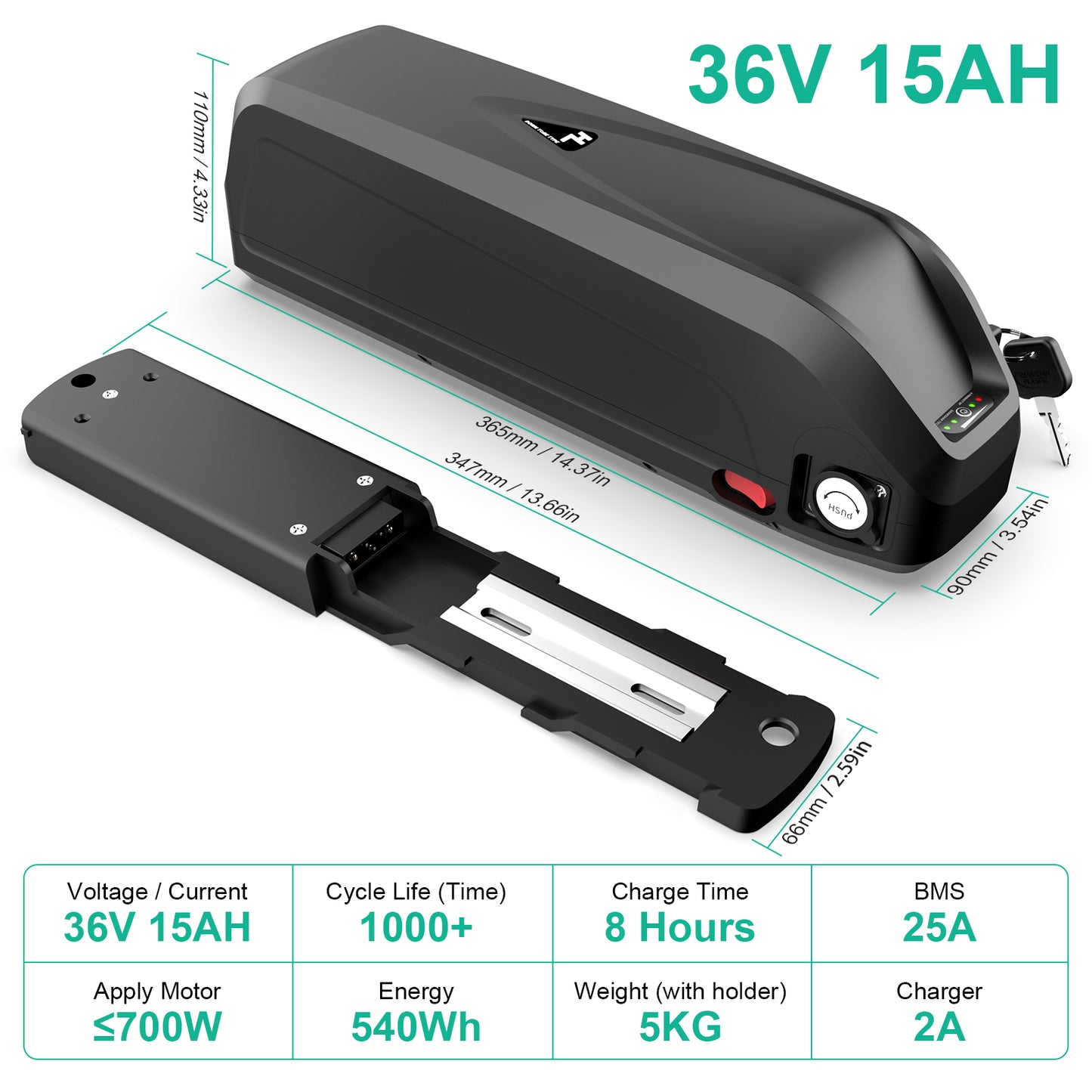 Ebike Lithium Battery 36V15/19/24AH suitable for 700W XP4 edition2.0 Electric bicycle