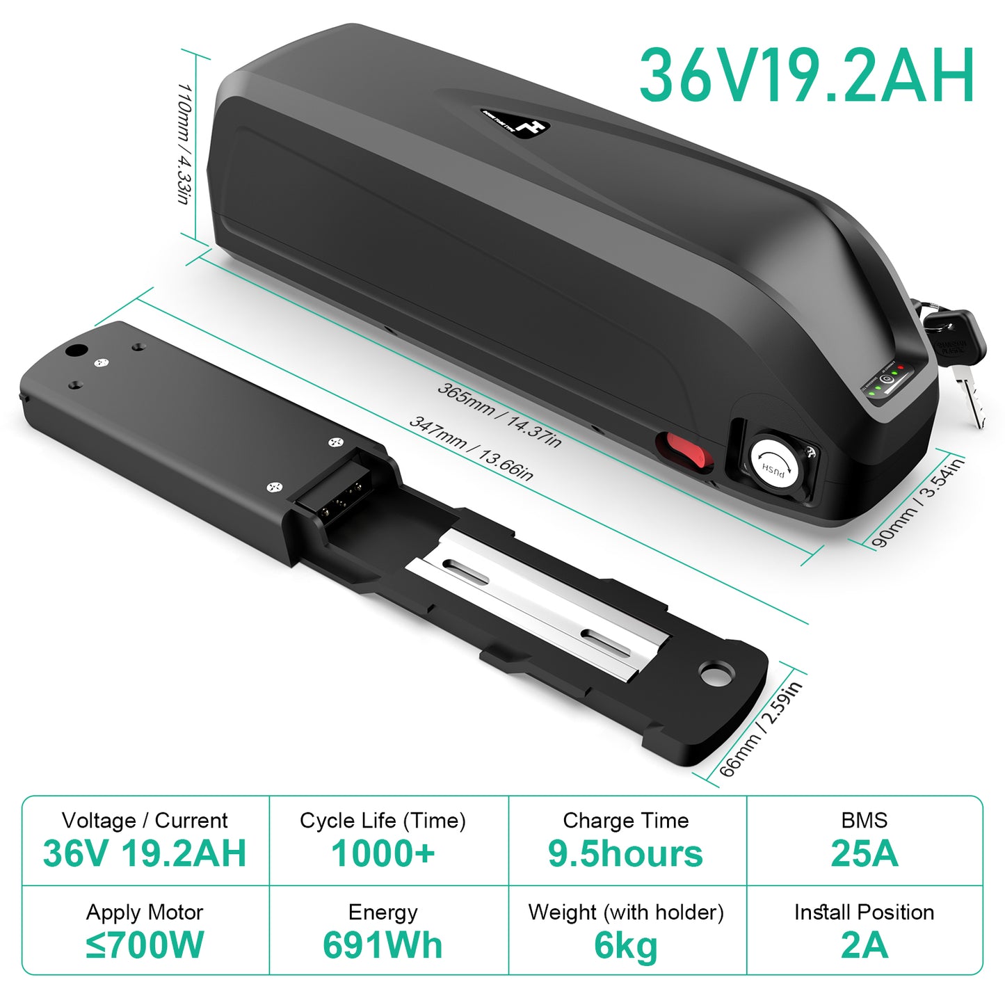 Ebike Lithium Battery 36V15/19/24AH suitable for 700W XP4 edition2.0 Electric bicycle