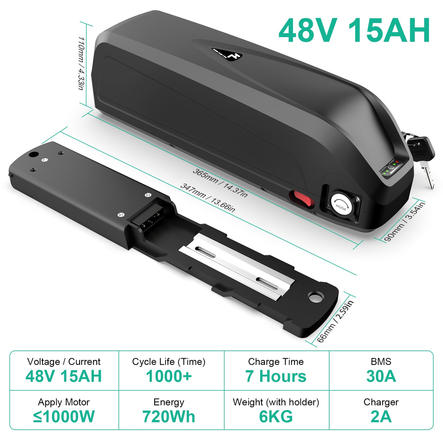 Electric bicycle battery 48V19.2AH suitable for 500-1500W XP4 edition2.0 Lithium Battery Pack