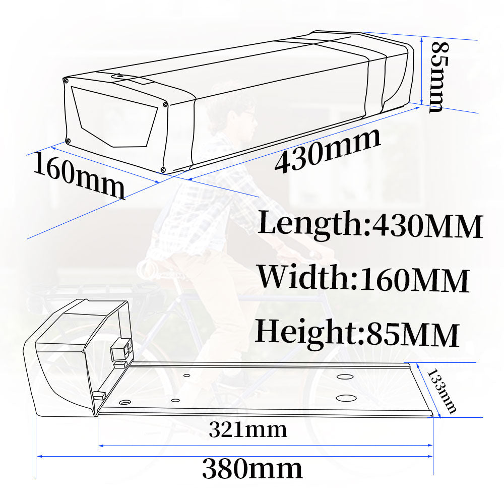 Ebike Battery with V-brake hanger 48V20AH suitable for 2000W Motor Li-ion Pack Electric bicycle