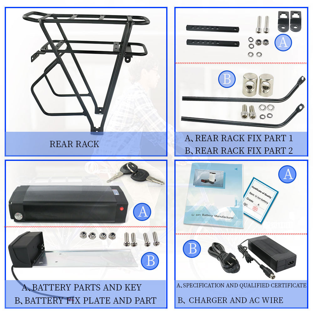 Ebike Battery with V-brake hanger 48V20AH suitable for 2000W Motor Li-ion Pack Electric bicycle